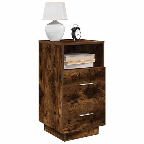 vidaXL Nachtkastje met 2 lades 36x36x68 cm gerookt, Huis en Inrichting, Slaapkamer | Nachtkastjes, Nieuw, Hout, Verzenden