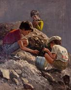 Scuola italiana (XX), firmato Martinelli - Bambini che, Antiek en Kunst, Kunst | Schilderijen | Klassiek