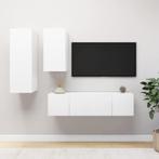 vidaXL 4-delige Tv-meubelset bewerkt hout wit, Verzenden, Nieuw, 50 tot 100 cm, Minder dan 100 cm