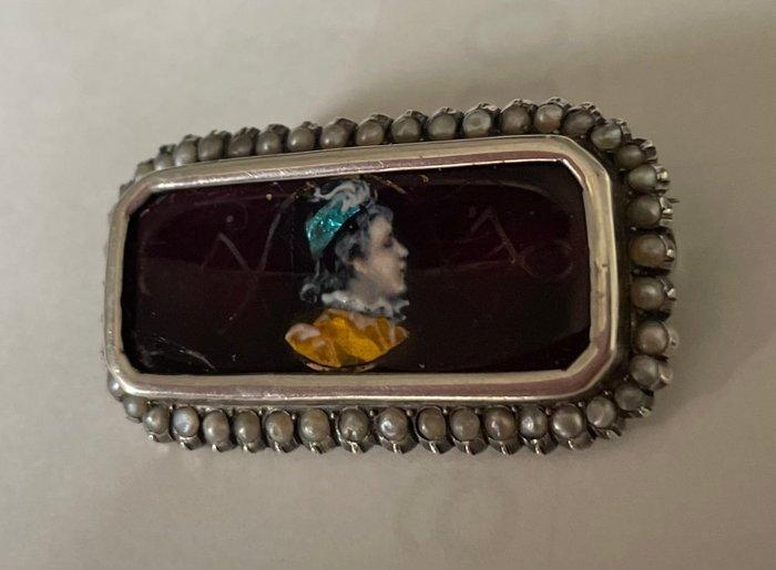 Zonder minimumprijs - Broche Zilver Parel - Parel, Sieraden, Tassen en Uiterlijk, Antieke sieraden