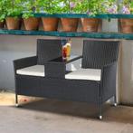 TRUUSK Poly Rotan Tuinbank Tuinbank Bank Met Tafel 2-zits St, Tuin en Terras, Tuinsets en Loungesets, Verzenden, Nieuw