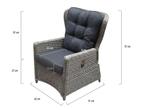 Marina lounge tuinstoel verstelbaar grijs, Ophalen of Verzenden, Nieuw, Wicker