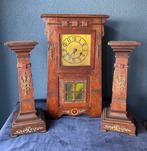 Klok en garnituur set (3) - Hout, Messing - 1850-1900 -, Antiek en Kunst, Antiek | Klokken