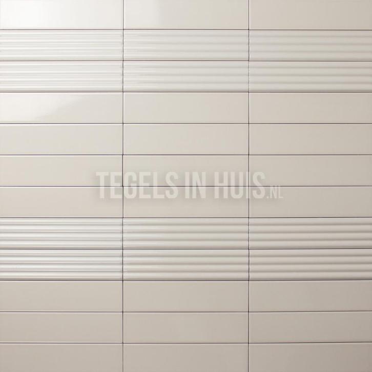 Wandtegel costa nova decor ribbel onda pale beige glans 5x20, Doe-het-zelf en Verbouw, Tegels, Wandtegels, Nieuw, 10 m² of meer