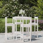 vidaXL 5-delige Barset massief grenenhout wit, Tuin en Terras, Verzenden, Nieuw, 5 zitplaatsen