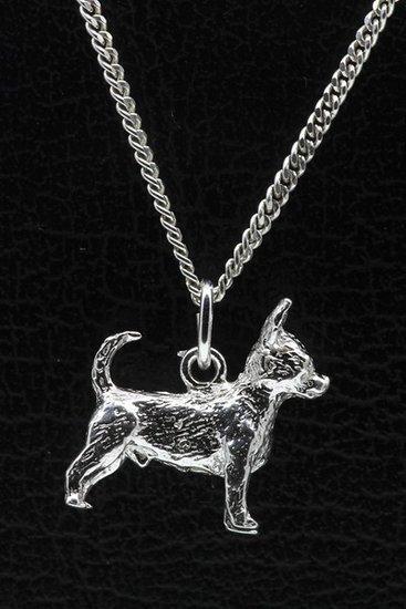 Zilveren Chihuahua korthaar ketting hanger - groot, Sieraden, Tassen en Uiterlijk, Kettinghangers, Verzenden