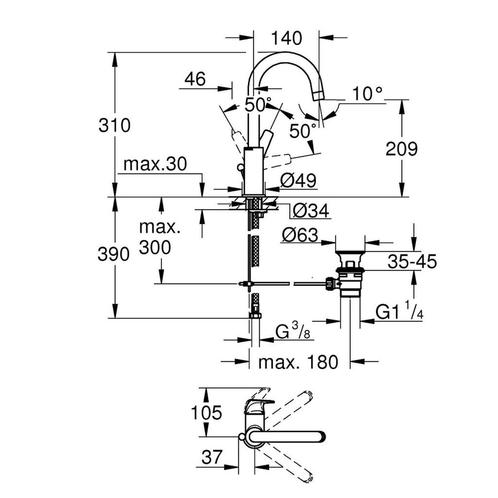 Wastafelkraan Grohe Start Flow 1-gats L-size 28 mm Cartouche, Doe-het-zelf en Verbouw, Sanitair, Ophalen of Verzenden