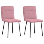 vidaXL Eetkamerstoelen 2 st fluweel roze, Huis en Inrichting, Stoelen, Verzenden, Nieuw