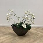 Tweedehands stenen plantenbak met Orchidee kunstplant, 90 cm, Huis en Inrichting, Kamerplanten, Ophalen of Verzenden