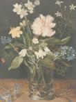 Canvas schilderij Stilleven met bloemen in een glas -