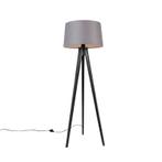 Tripod zwart met linnen kap Donkergrijs 45 cm - Tripod, Huis en Inrichting, Lampen | Vloerlampen, Nieuw, Overige materialen, Klassiek / Antiek