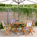 vidaXL 5-delige Tuinset massief hout en stof blauw en wit, Verzenden, Nieuw, Hardhout, Tuinset