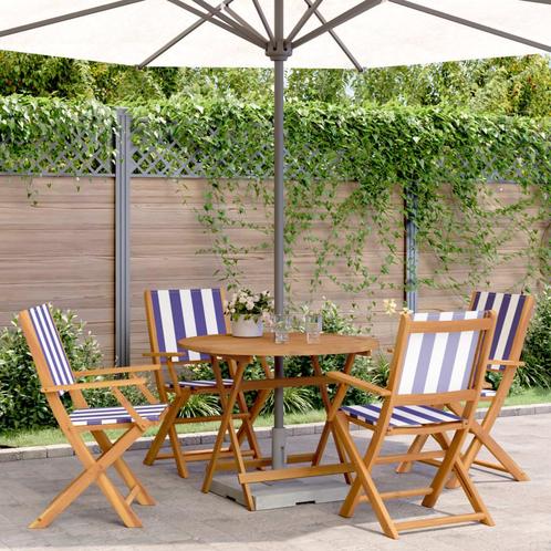 vidaXL 5-delige Tuinset massief hout en stof blauw en wit, Tuin en Terras, Tuinsets en Loungesets, Tuinset, Nieuw, Hardhout, Verzenden