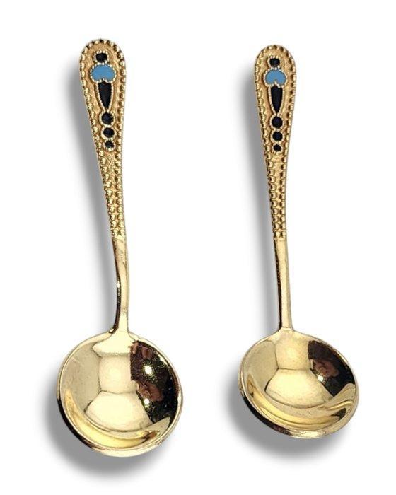 Lepel (2) - Een paar miniatuur Sovjet-Russische 875 zilveren, Antiek en Kunst, Antiek | Goud en Zilver