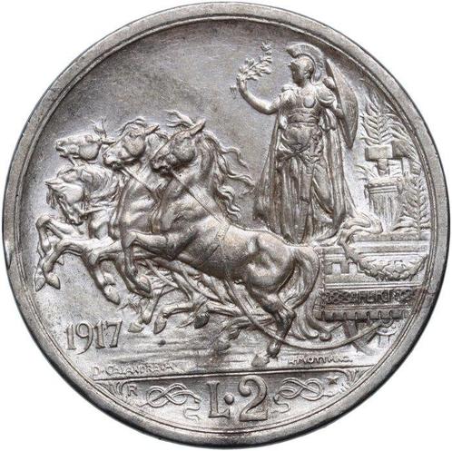 Italië. Vittorio Emanuele III. 2 Lire 1917, Postzegels en Munten, Munten | Europa | Niet-Euromunten