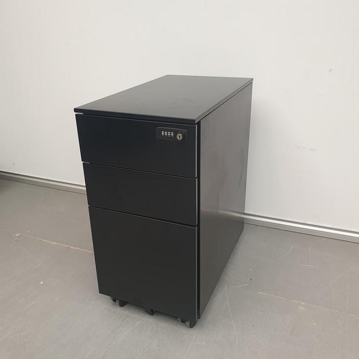 Zwart metalen ladeblok extra smal met cijferslot - 60x30x52, Huis en Inrichting, Kasten | Ladekasten, Ophalen of Verzenden