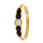 Ring - 18 karaat Geel goud - 0.52ct. tw. Saffier - Diamant, Nieuw