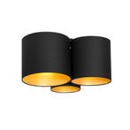 Plafondlamp zwart met gouden binnenkant 3-lichts - Multidrum, Nieuw, Overige materialen, Modern