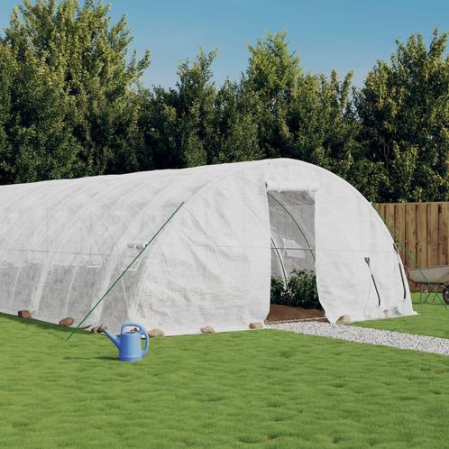 vidaXL Tuinkas met stalen frame 80 m² 16x5x2,3 m wit, Tuin en Terras, Kassen, Nieuw, Verzenden