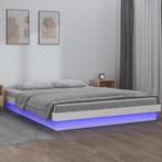 vidaXL Bedframe LED massief hout wit 180x200 cm, Huis en Inrichting, Slaapkamer | Bedden, Eenpersoons, Verzenden, Wit, Nieuw