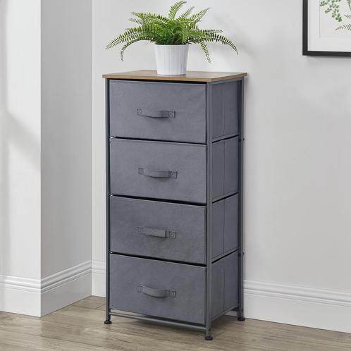 Commode met lades niet-geweven textiel 95x45x30 grijs hout, Huis en Inrichting, Kasten | Dressoirs, Verzenden