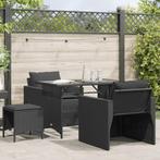 vidaXL 4-delige Loungeset met kussens poly rattan zwart, Verzenden, Nieuw, Rotan, Loungeset