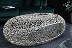 Handgemaakte salontafel ORGANIC 120cm zilverkleurig metalen, Ophalen of Verzenden, Nieuw