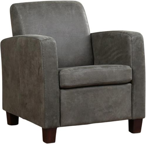 Direct meenemen | Donkergrijze leren fauteuil | donkergrijs, Huis en Inrichting, Fauteuils, 50 tot 75 cm, 75 tot 100 cm, Nieuw