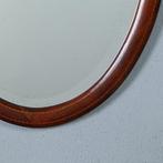 Ovale Engelse halspiegel met facet en ingelegde biezen ca 18, Antiek en Kunst, Ophalen of Verzenden