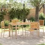 vidaXL Tuinstapelstoelen 4 pcs Bruin en beige, Tuin en Terras, Verzenden, Nieuw