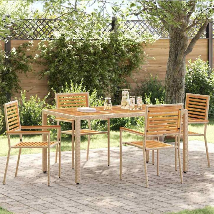 vidaXL Tuinstapelstoelen 4 pcs Bruin en beige, Tuin en Terras, Tuinstoelen, Nieuw, Verzenden