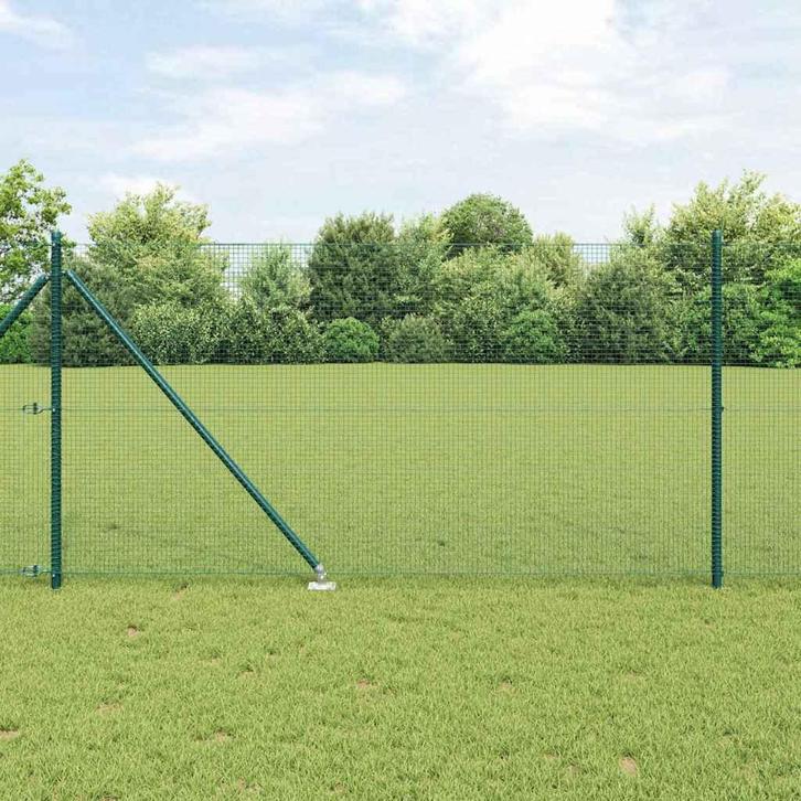 vidaXL Hecke met palen Groen 1 x 100 m Staal, Tuin en Terras, Schuttingen, Nieuw, IJzer, Verzenden