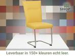Leren eetkamerstoel Retro - Toledo Giallo (geel) -, Huis en Inrichting, Stoelen, Overige kleuren, Nieuw, Leer, Ophalen of Verzenden