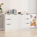 vidaXL Dressoirs 3 st bewerkt hout wit, Huis en Inrichting, Kasten | Dressoirs, Verzenden, Nieuw, 50 tot 100 cm, 25 tot 50 cm