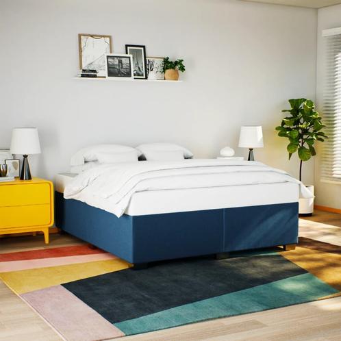 vidaXL Bedframe zonder matras stof blauw 180x200 cm, Huis en Inrichting, Slaapkamer | Bedden, 80 cm, 200 cm, Blauw, Eenpersoons