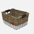 Wicked Rieten Fietsmand Grijs Wit Maat Medium, Fietsen en Brommers, Fietsaccessoires | Fietsmanden, Verzenden, Nieuw