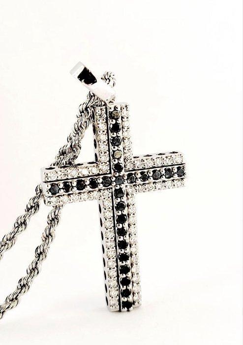 Ketting met hanger - 18 karaat Witgoud - 2.90ct. tw. Diamant, Sieraden, Tassen en Uiterlijk, Antieke sieraden