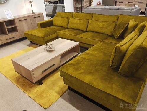 U-Bank Naaldwijk - u-banken - Geel, Huis en Inrichting, Banken | Sofa's en Chaises Longues, Nieuw, Stof