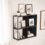 Wandplankenset Nostened 4-delig zwart met achterwand en zijw, Huis en Inrichting, Woonaccessoires | Wandplanken en Boekenplanken