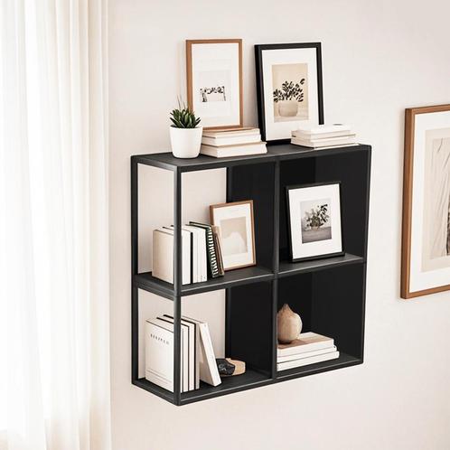 Wandplankenset Nostened 4-delig zwart met achterwand en zijw, Huis en Inrichting, Woonaccessoires | Wandplanken en Boekenplanken