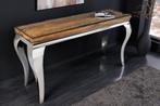 Design Console Tafel MODERN BAROK 140cm Naturel Chroom Teak, Huis en Inrichting, Tafels | Sidetables, Ophalen of Verzenden, Nieuw