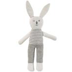 Knuffelkonijn gebreid wit met grijze broek en gestreepte tru, Kinderen en Baby's, Ophalen of Verzenden, Nieuw