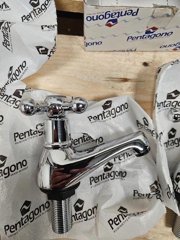 Pentagono fonteinkraan nostalgisch chroom, Doe-het-zelf en Verbouw, Sanitair, Kraan, Nieuw, Chroom, Ophalen of Verzenden