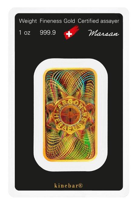 1 Troy Ounce - Goud .999 - Argor-Heraeus Kinebar - Verzegeld, Postzegels en Munten, Edelmetalen en Baren