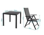 3-delige Tuinset met Klapstoelen en Vierkante Buitentafel, Verzenden, Nieuw