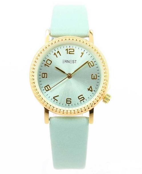 Ernest horloge - Mintkleurig, Sieraden, Tassen en Uiterlijk, Horloges | Dames, Kunststof, Nieuw, Staal, Overige merken, Polshorloge