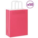 vidaXL Papieren zakken 50 st met hengsels 21x11x28 cm roze, Diversen, Verzenden, Nieuw