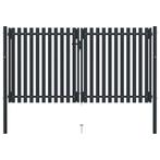 vidaXL Dubbele poort met deur staal 300x150 cm antraciet, Tuin en Terras, Tuinpoorten, Verzenden, Nieuw