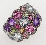 Zilver, Aquamarijn, ametist, granaat - Ring Hemelse Harmonie