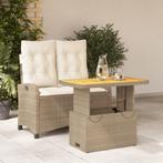 vidaXL 2-delige Tuinset met kussens poly rattan beige, 2 zitplaatsen, Nieuw, Tuinset, Verzenden